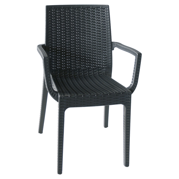 SEDIA DAFNE CON BRACCIOLI RATTAN ANTRACITE