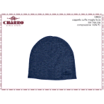 CAPPELLO IN MAGLIA RASATA LISCIA CUFFIA BLU CHARRO