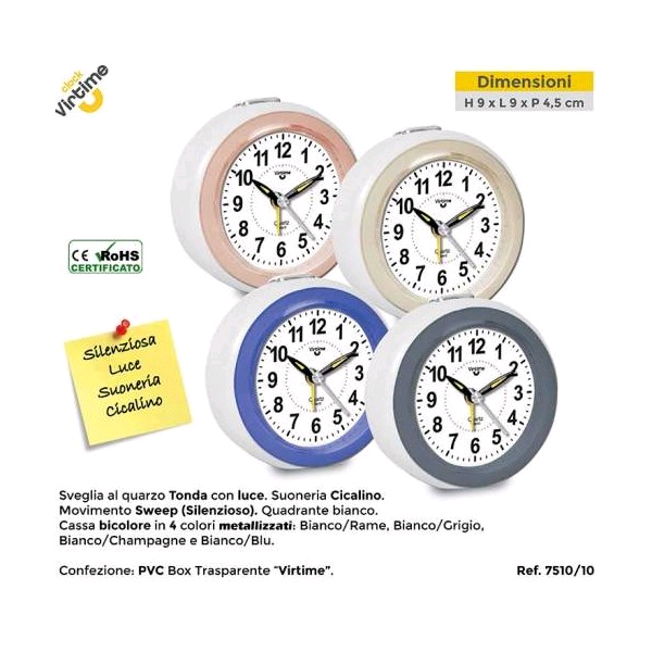 SVEGLIA VIRTIME TONDA ASSORTITE