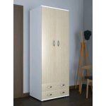 ARMADIO CON CASSETTI 80x52xH170 BIANCO ANTE E CASSETTI OLMO