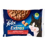 FELIX SENSATIONS EXTRAS 85GRX4 MANZO-POLLO-FORMAGGIO