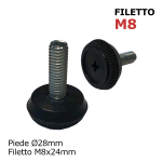 PIEDINO REGOLABILE D.28 VITE MM.8X24 GOMMA 