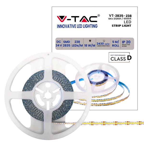 STRISCIA LED V-TAC MT.5 6400K 24V W.18/MT