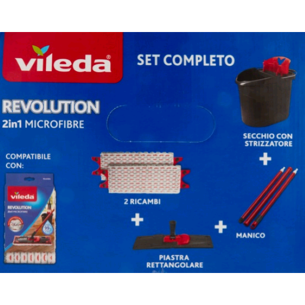 BOX VILEDA REVOLUTION 2 IN 1+SPUGNE GLITZI+PANNI SPUGNA-PAVIMENTO-MICROFIBRA