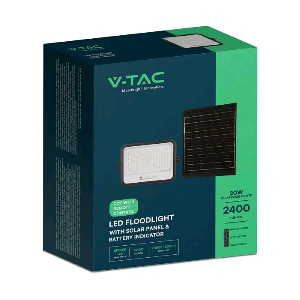 PROIETTORE LED V-TAC 300W CCT Floodlight CON PANNELLO SOLARE