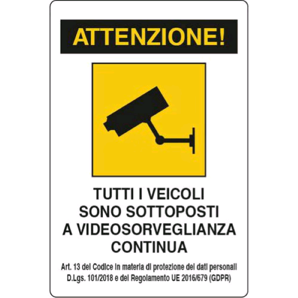 CARTELLO 20X30 VIDEOSORVEGLIANZA GIALLO