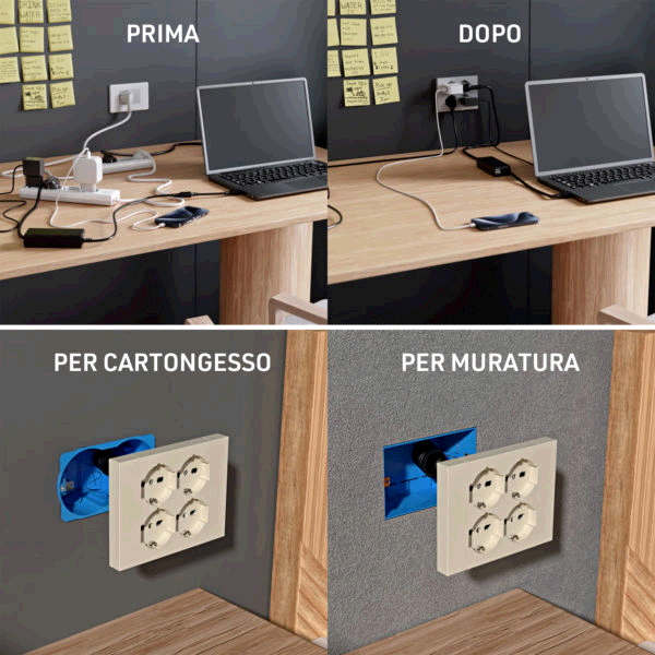 MULTIPRESA QUADRA INCASSO 4 PRESE NERA