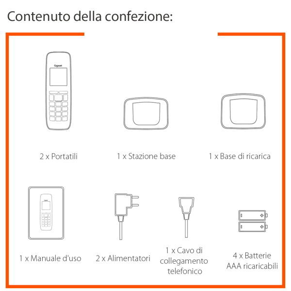 TELEFONO CORDLESS GIGASET PURE 120 DUO NERO